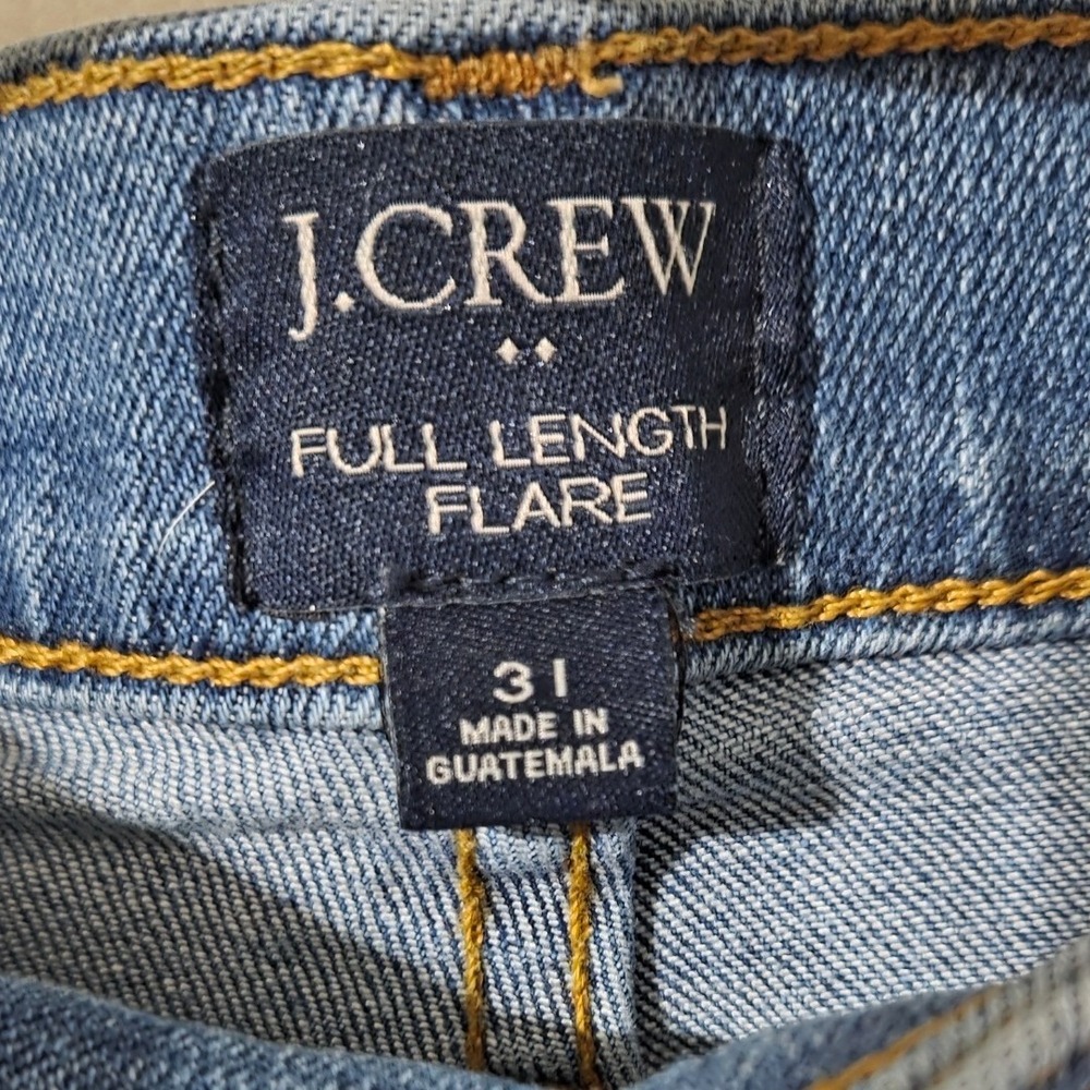J Crew Flare Crop Button Fly Jeans Women Size 31 Medium Wash Denim - Picture 3 of 4